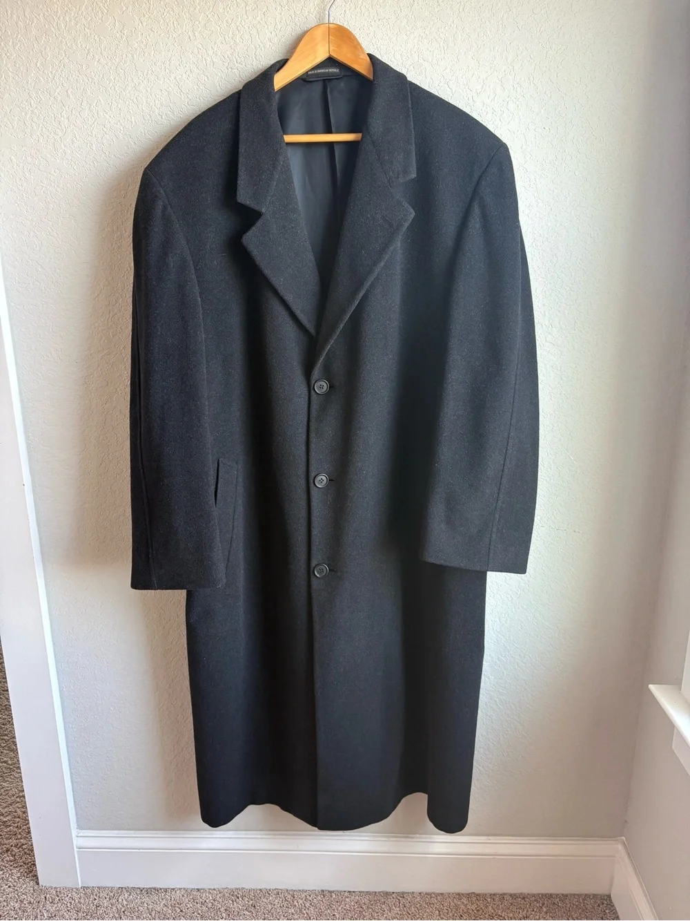 Britches of Georgetown Vintage Black Wool Blend Full Length Overcoat XXL 50